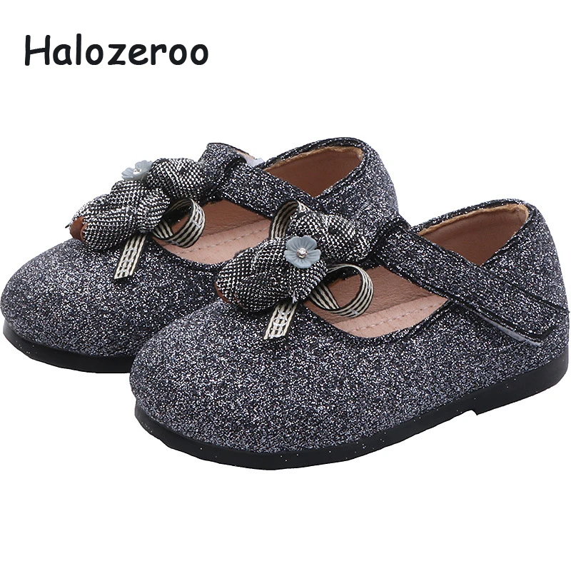 

Spring New Baby Girls Bear Shoes Children Sequin Flats Toddler Fashion Shoes Brand Princess Shoes Black Glitter Mary Jane 2019