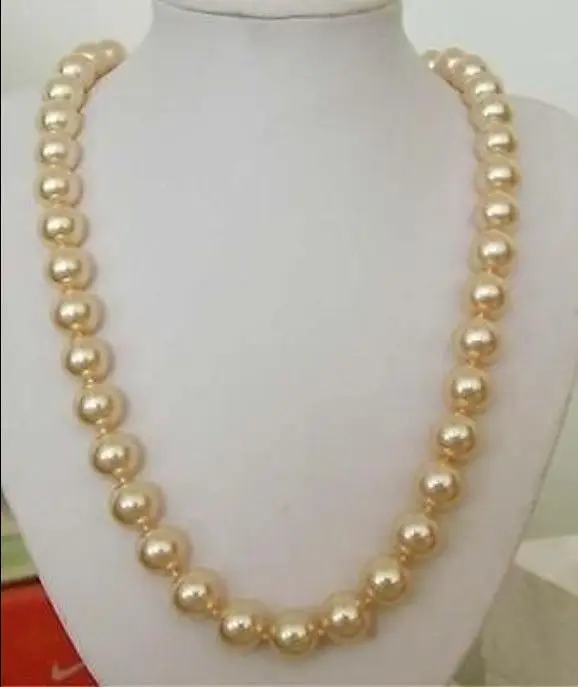

Fast SHIPPING12mm AAA Golden South Sea Shell pearl necklace 24" NEW