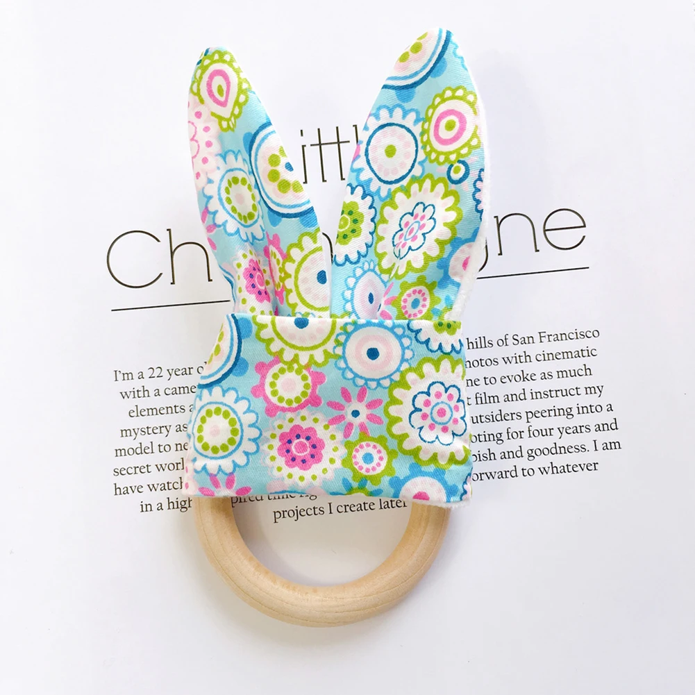 Деревянное кольцо детский кролик грызунок в форме уха Прорезыватель игрушка безопасный успокаивающий жевательный Душ подарок