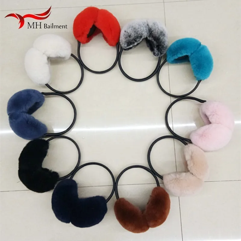 

Leather grass earmuffs winter warmth real rabbit fur earmuffs large cute men and women ear warm fashion comfortable earmuffs V2