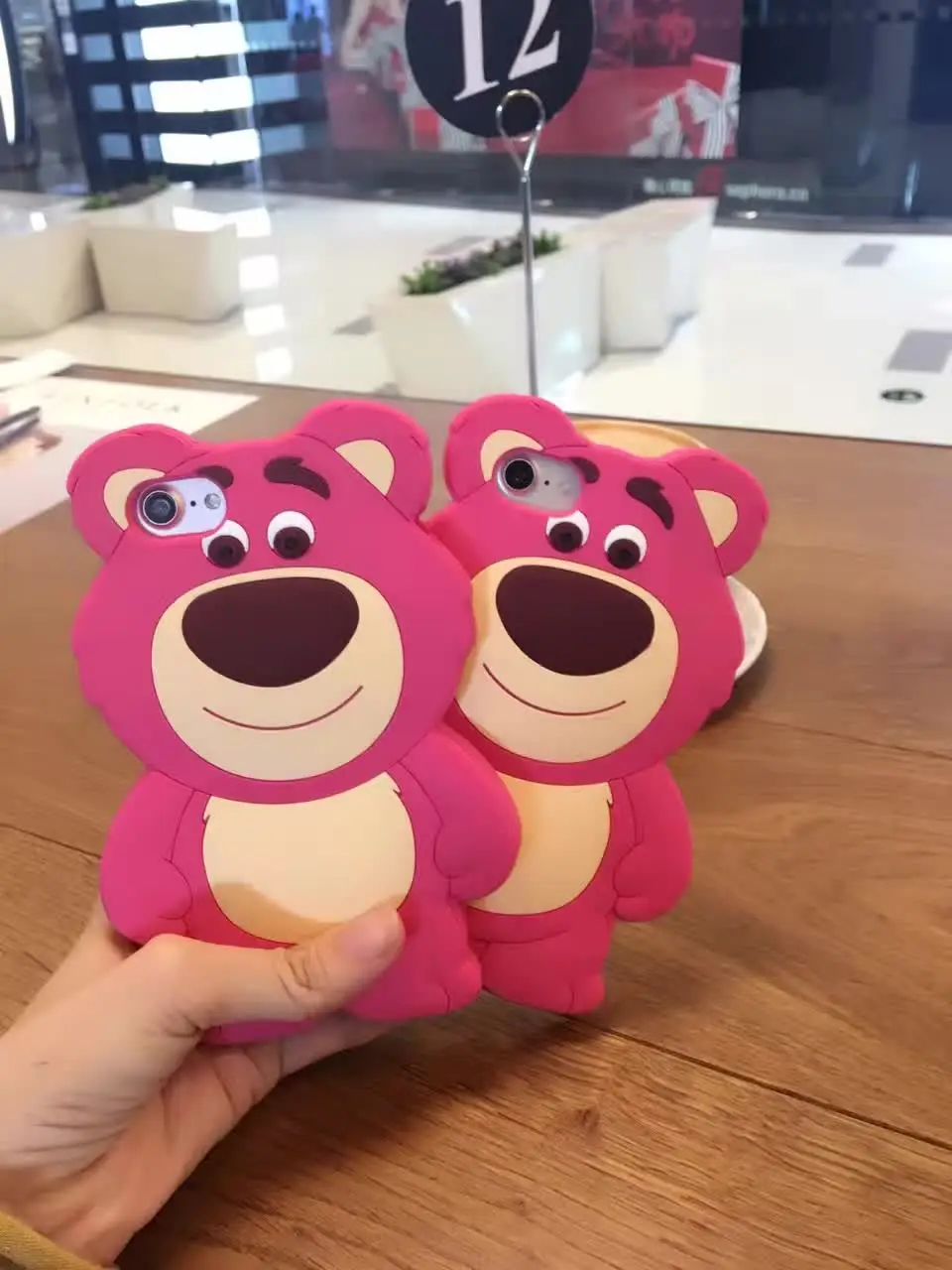 Cute Cartoon Animal 3D Strawberry Bear Soft Silicon Phone Case For iPhone X XS MAX XR 5S SE 6 6S 7 8 Plus Bear back cover Shell