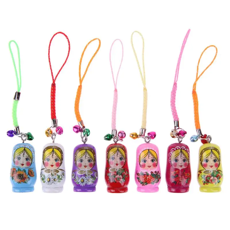 

12pcs Wood Matryoshka Mini Small Doll Russian Nesting Doll Colorful Ornaments Collection Dolls Home Decoration Car Keychain Gift