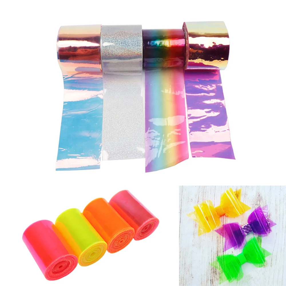 

IBOWS 2Y 75MM Jelly Faux Artificial Synthetic PVC Rainbow Ribbon For Home Decorative DIY Hairbow Ribbon Handmade Craft Materials