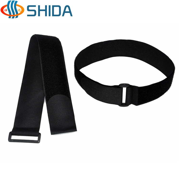 

10PCS 3*55-80cm Black Reuseable Cerclage Band Hook&Loop Magic Tape,Fastener Computer Cable Ties Nylon straps With Plastic Buckle