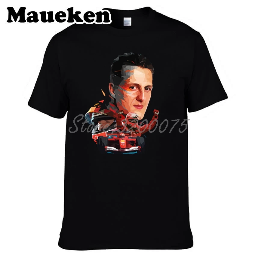 Мужская футболка Michael Schumacher 1 racing driver seven time Formula одежда чемпиона мира с круглым