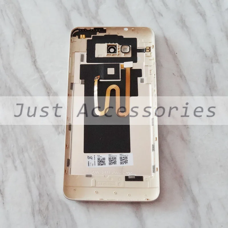 

used Battery Back Cover Housing Fingerprint Scanner Sensor ID Flex Cable button Back Frame Spare Parts For BQ Aquaris V Plus