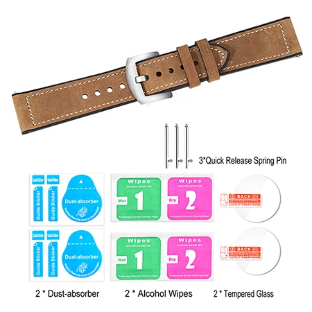 Brown S TRUMiRR натуральная кожа и силиконовая резинка+ Защитные пленки для samsung Galaxy Watch 46 мм 42 мм ремешок для часов стальной ремешок с застежкой - Цвет ремешка: Brown S