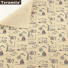 Sea Anchor TERAMILA Beige Cotton Linen Fabric Sewing Material Tissu Tablecloth Pillow Bag Curtain Cushion Pillow Home Textile