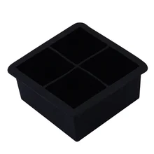 Пищевая силиконовая квадратная 4 ячейки Гигантский Большой большой ледяной лоток плесень барбекю, Лед Куб желе силиконовая форма