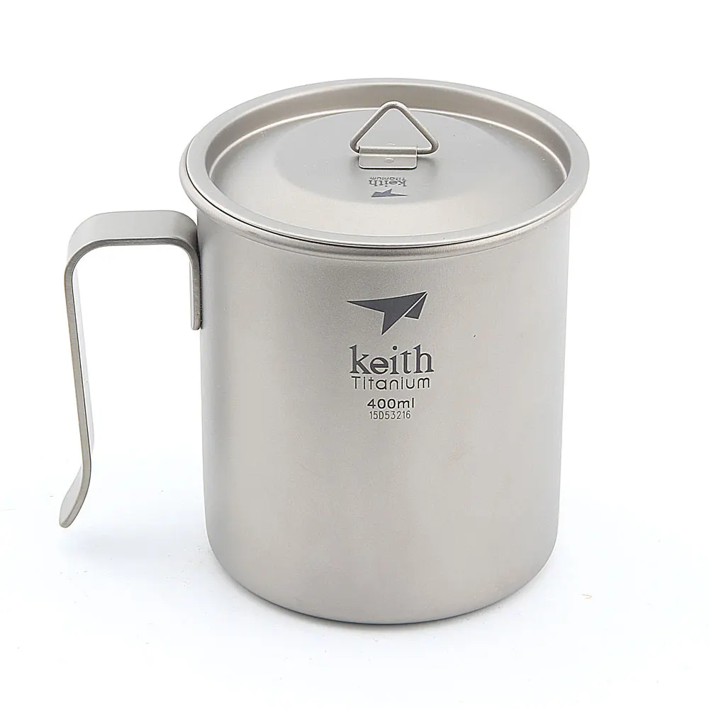 

Keith Ti3263 Titanium Camping Cup, Ultralight Cup with Handle, Single-layer Mug 400ml