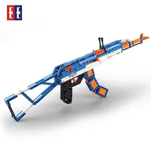 ФОТО pubg ak 47 plastic rifle assembled military technic building block brick fit for legos kids outdoor game model cs toy gun