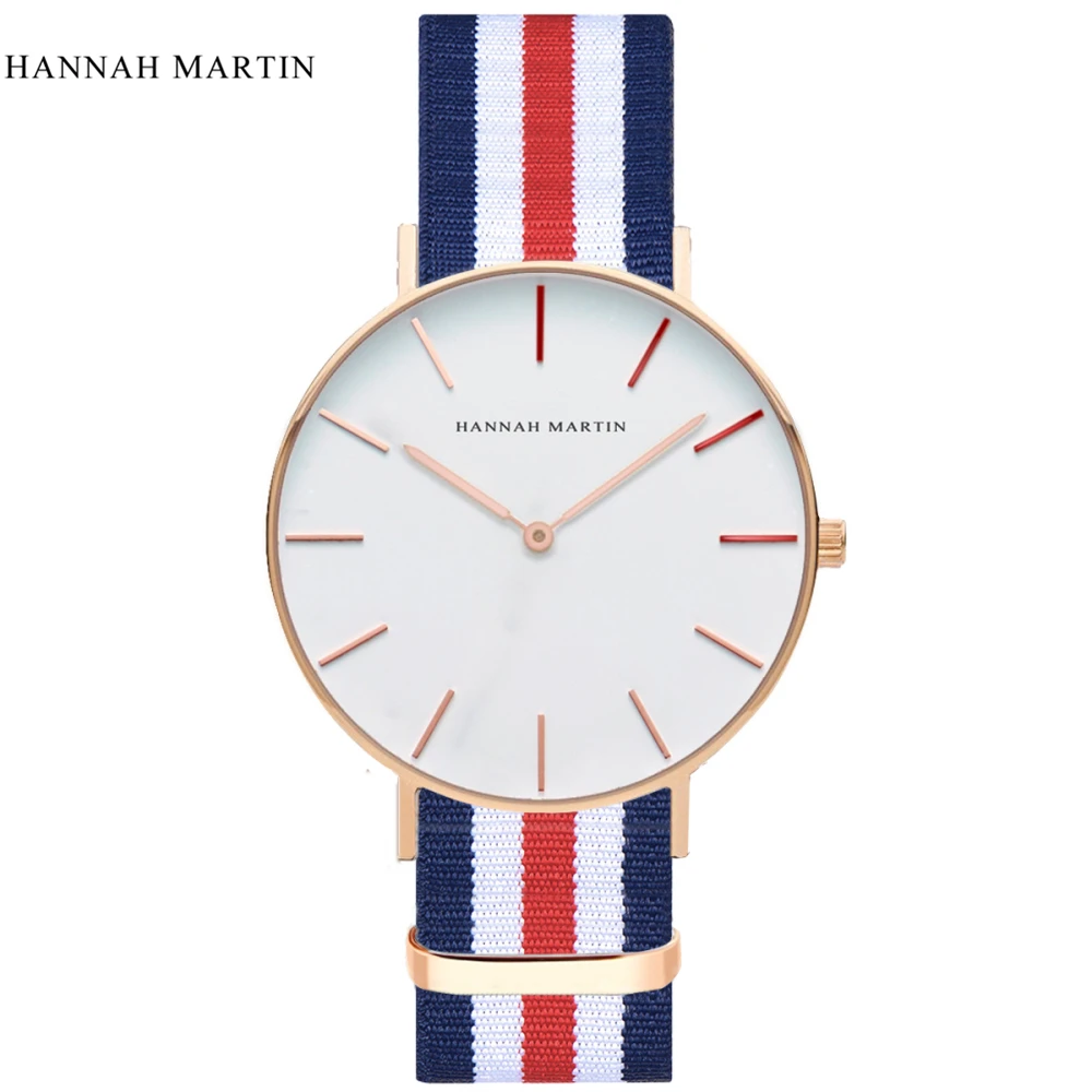 

New Watch Women Hannah Martin Brand Luxury Fashion Casual Quartz Unique Stylish Hollow Skeleton Watches Nylon Sport Wristwatches