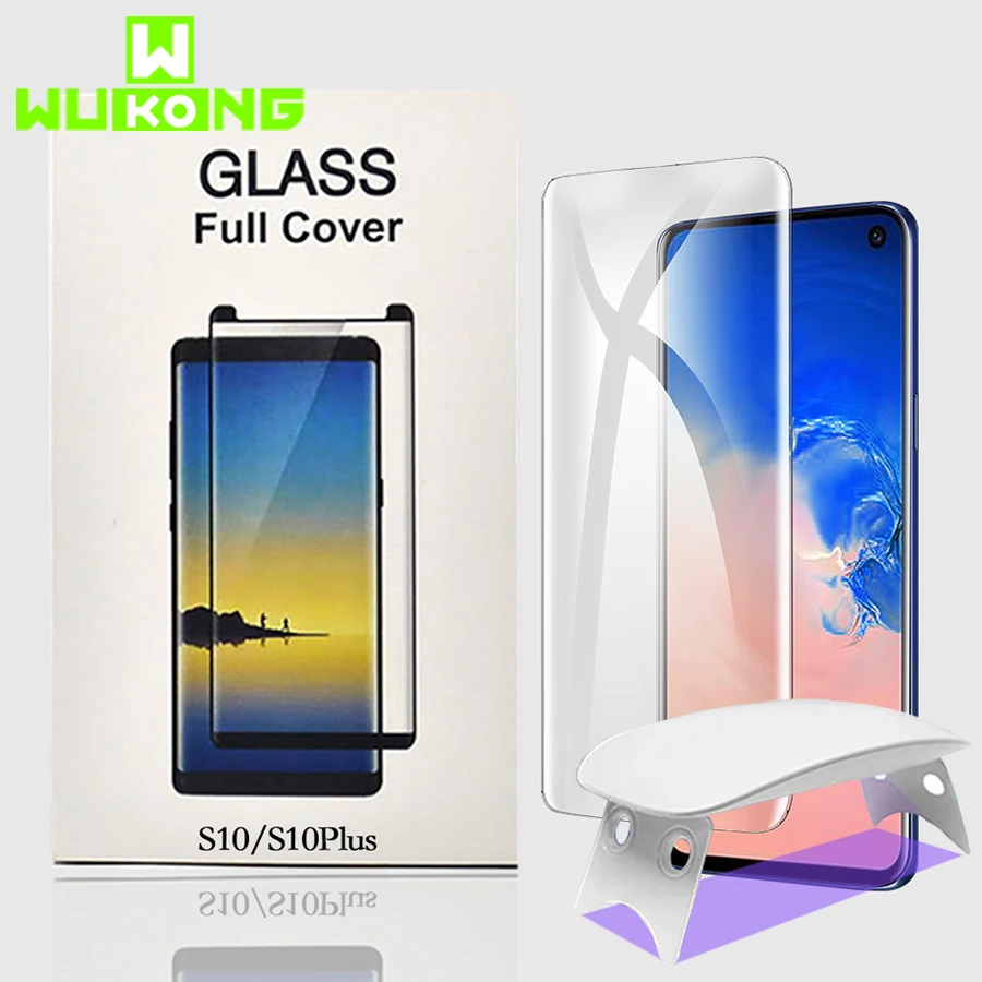 Ультрафиолетовый защитный экран с полным клеем для samsung S10e Plus S8 S9 Plus Note 9, закаленное стекло с полным покрытием, УФ-светильник, жидкий HW mate 30 Pro