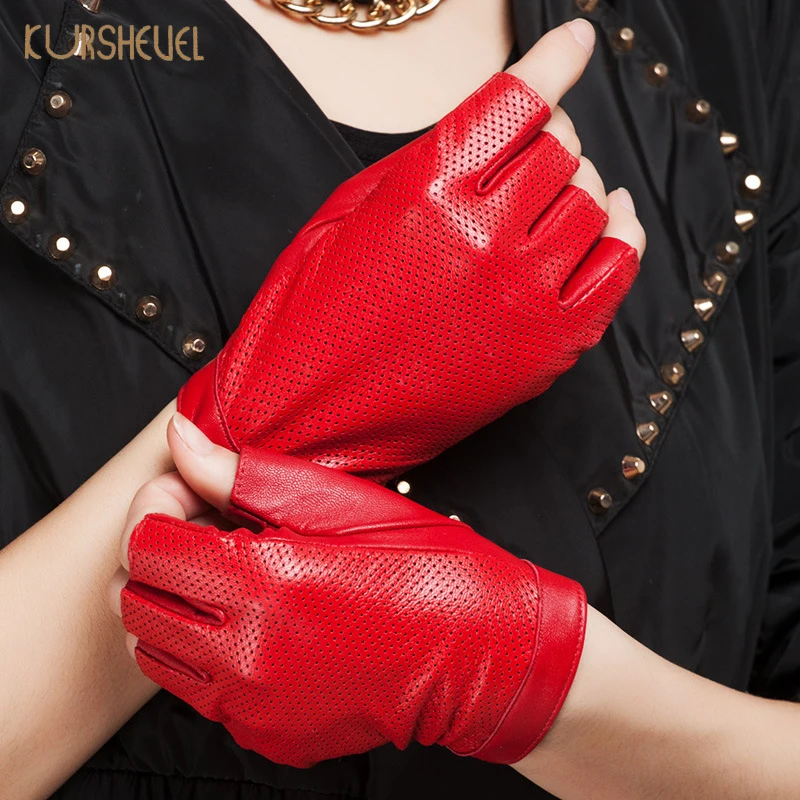 KURSHEUEL 2017 Fashion Women Gloves Breathable Non Slip Driving Leather