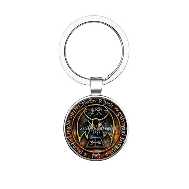 Suteyi, модные Cthulhu R'lyeh подвеска сигил вдохновлен H.P. Loveccraft кулон ожерелье стекло кабошон с фото ожерелье - Окраска металла: 1
