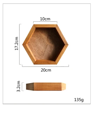 SWEETGO шестигранный деревянный поднос ручной работы 20 см/30 см/40 см из дерева под кофе, тарелки, украшение стола, десерт, макияж, ювелирный держатель - Цвет: Brown small