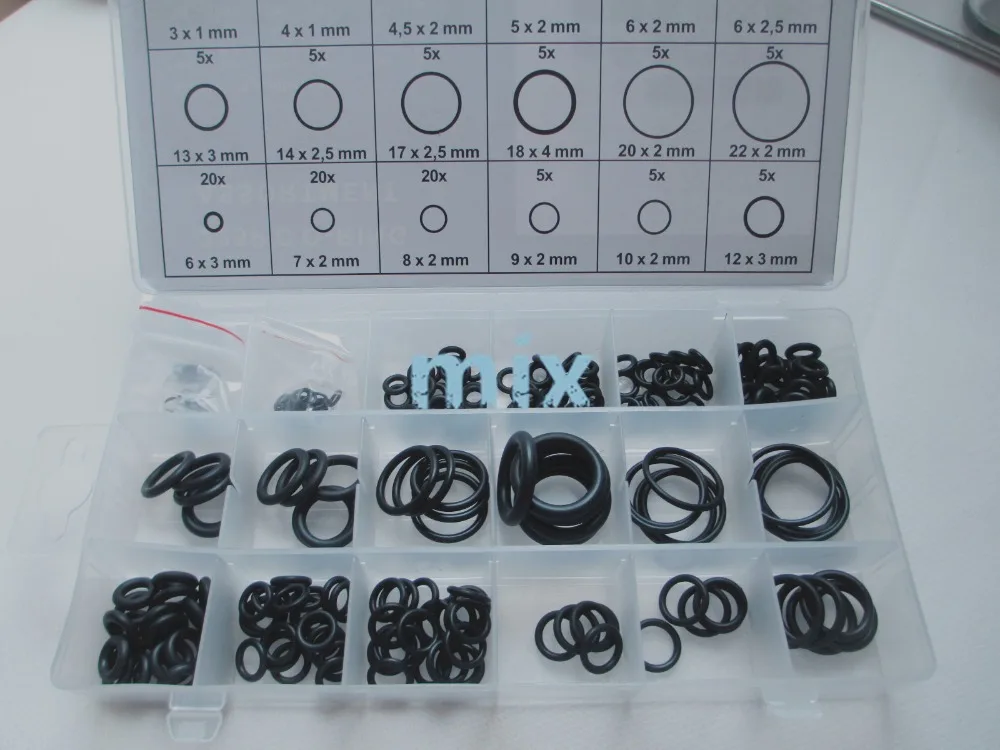 

Fixmee 225pc Rubber O-Ring Gasket Assortment Kit SAE Plumbing Auto Hydraulics HVAC Gas