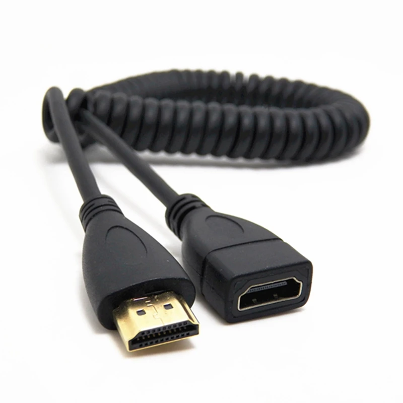 HDMI под прямым углом Mini HDMI пружинный изогнутый гибкий кабель V1.4 DSLR 0,5 M/2 M - Цвет: HDMI Male to female