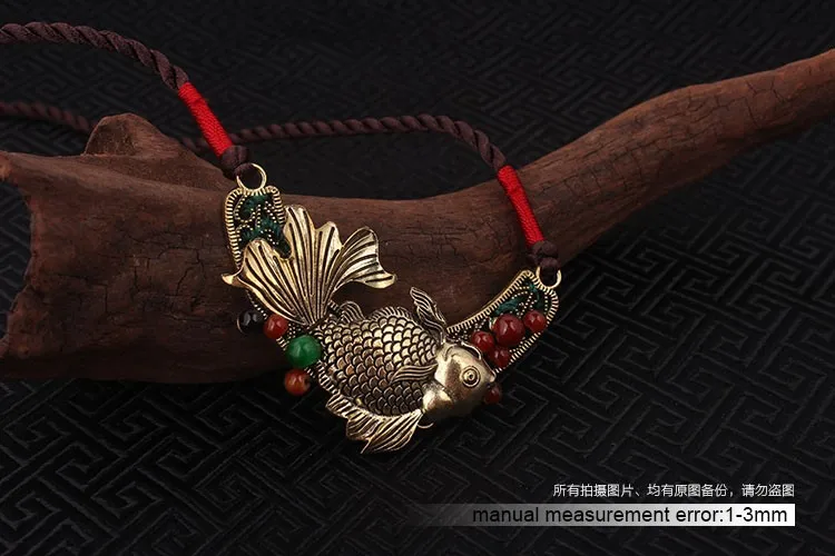 Женские Этнические украшения золотая рыбка колье ожерелье, тибетское серебро ручной работы ожерелье, Таиланд Китайский ветер винтажное ожерелье