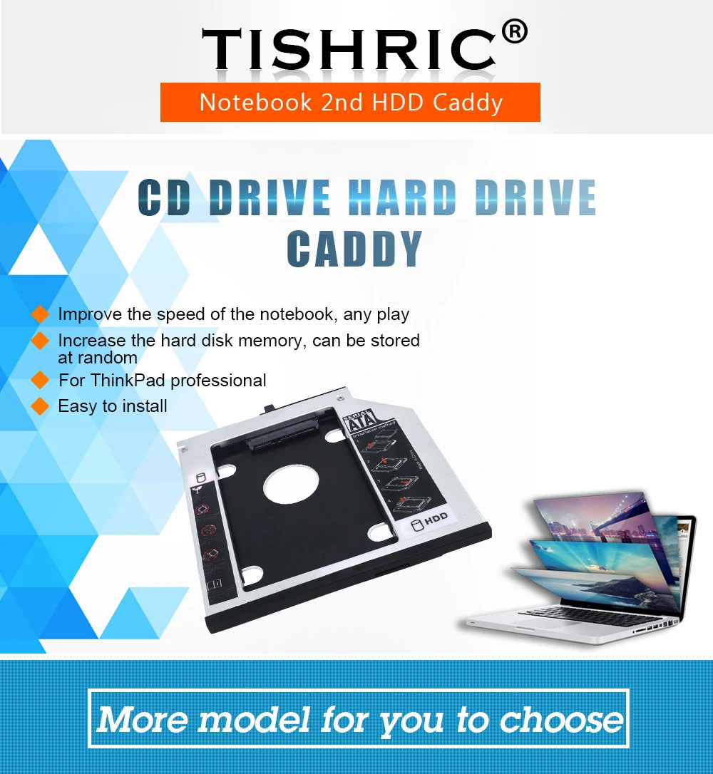 TISHRIC для lenovo ThinkPad T400s T400 T410 T410s T420sT430s T500 2nd HDD Caddy 9,5 мм SATA 3,0 2," Optibay SSD чехол Корпус