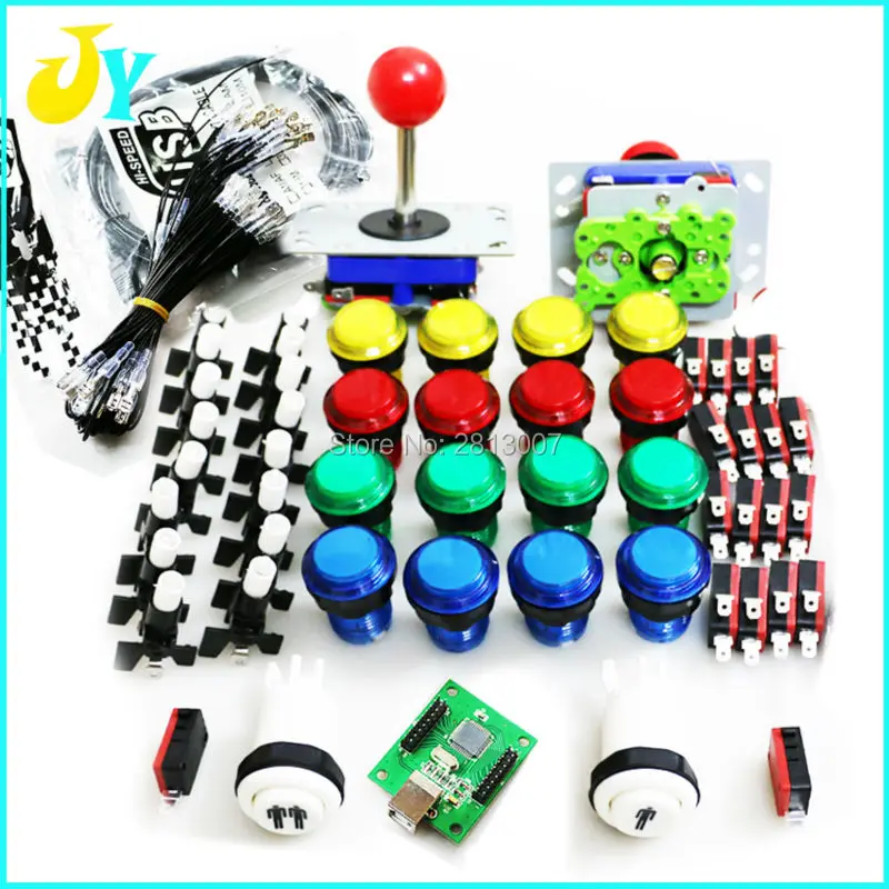 2 Player DIY Arcade Parts Bundles Kit With Joystick,Push button,Microswitch,USB To Jamma Arcade