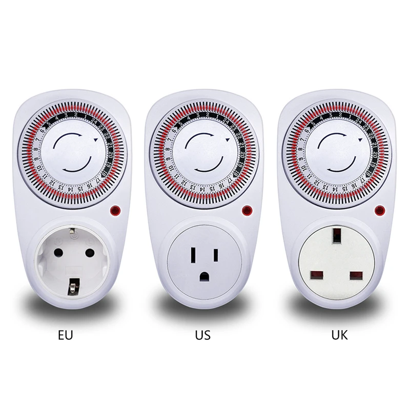 

EU /US /UK Plug 24 Hour Plug-in Programmable Mechanical Electrical Plug Program Timer Power Switch 230V Energy Saver Temporizado