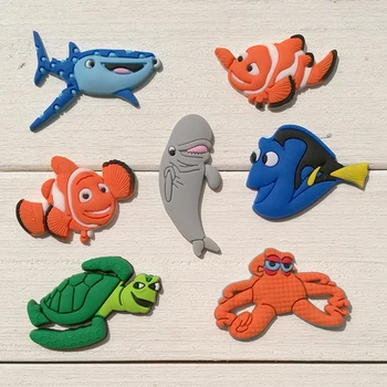 

7pcs/set Finding Sea Fish PVC Shoe Charms Shoe Accessories Decoration Fit Bands Bracelets Croc JIBZ Shoe Buckles Ornaments Kids