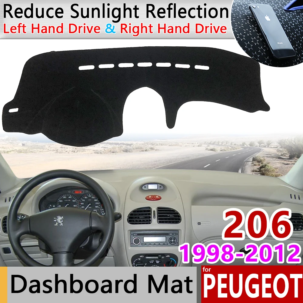 Для peugeot 206 206+ 206cc 206sw CC SW 1998~ 2012 Противоскользящий коврик для приборной панели Защита от солнца аксессуары с покрытием 2002