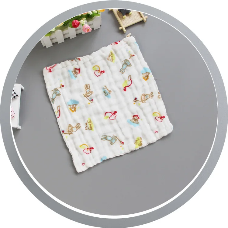 5pcs/lot 6 layer Muslin Cotton Baby Towel Handkerchief Colorful Kids Wipe Cloth Newborn Baby Face Towel Bibs Feeding Towel 25*25