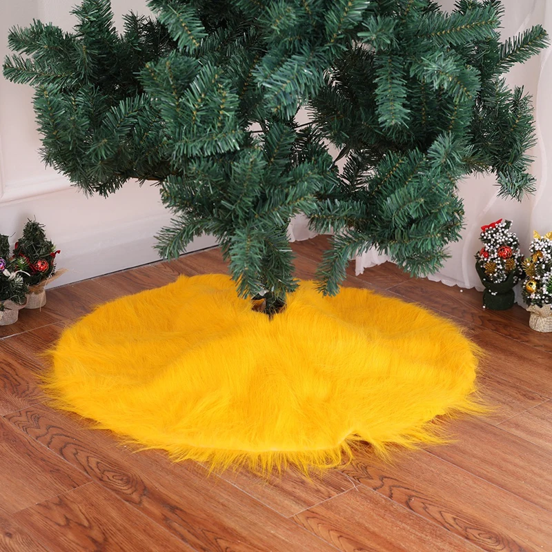 Christmas Tree Skirts Golden Fur Carpet XMAS Tree Decoration Merry