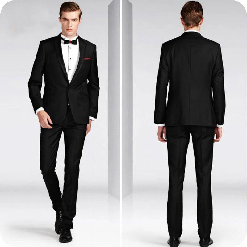 

Custom Black Men Suits Wedding Suits Bridegroom Groom Wear Formal Tuxedos Prom Party Man Blazer Costume Slim Fit Terno Masculino