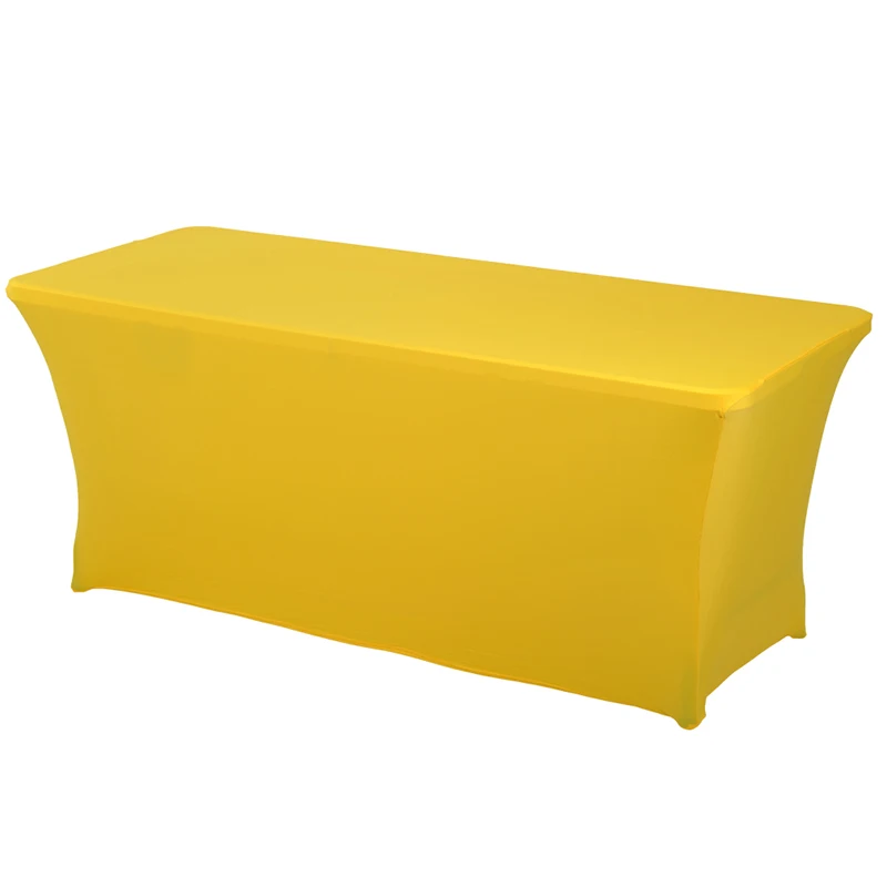 HAORUI, 4 фута, 6 футов, 8 футов, прямоугольное, свадебное, растягивающееся покрытие для стола, спандекс, скатерть, растягивающаяся, длинная, для бара, для бистро, приталенная, покрытие для стола, черный - Цвет: Canary Yellow