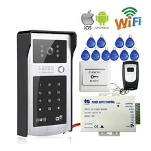 Free Shipping New Wifi Video Door Phone Intercom Metal Outdoor Doorbell with Touch RFID Code Keypad Access for Phone + Remote