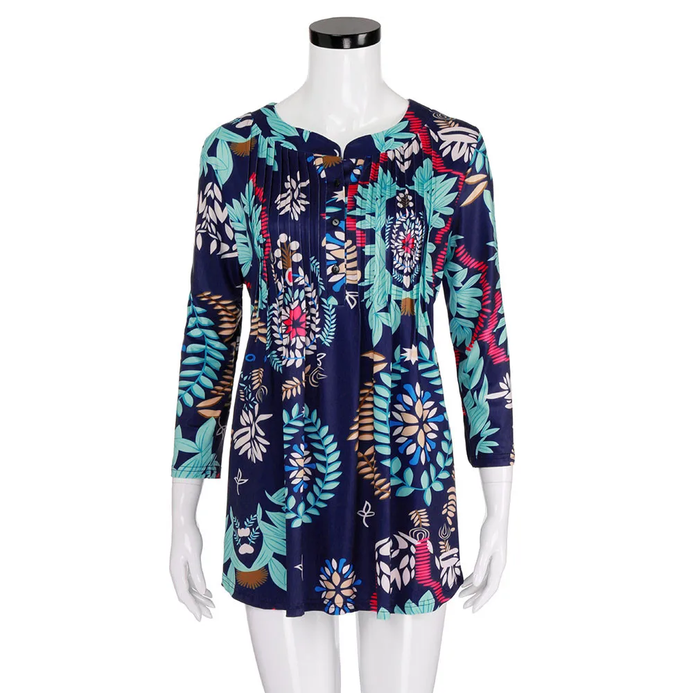 Women Three Quarter Sleeved Circular Neck Printed Tops Loose T-Shirt Womens Printed Round Neck Long Sleeve Top T-Shirt for women Women Three Quarter Sleeved Circular Neck Printed Tops Loose T-Shirt Womens Printed Round Neck Long Sleeve Top T-Shirt for women