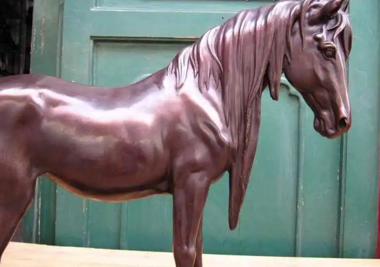 

15"Chinese Pure Bronze & Base Marble Lucky propitious Horse statuary