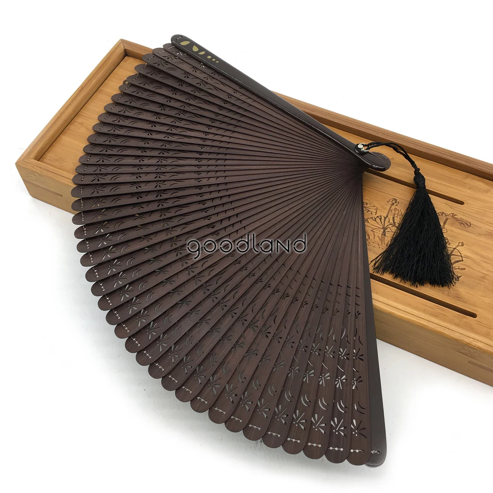 1 шт. три цвета Стрекоза резные Китайский бамбуковый складной веер свадебный подарок