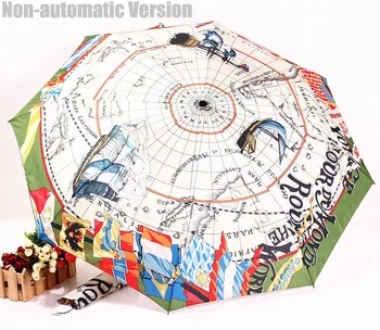 

Creation fashion navigation map sun rain anti-uv umbrella adult three folding umbrella stroller outdoor durable free shipping