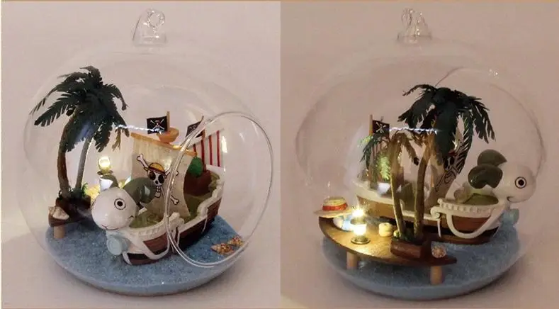 Diy 12 см парусный спорт приключения стеклянный шар дом собрать подарок игрушки подарки для любовник день святого валентина рождество новый