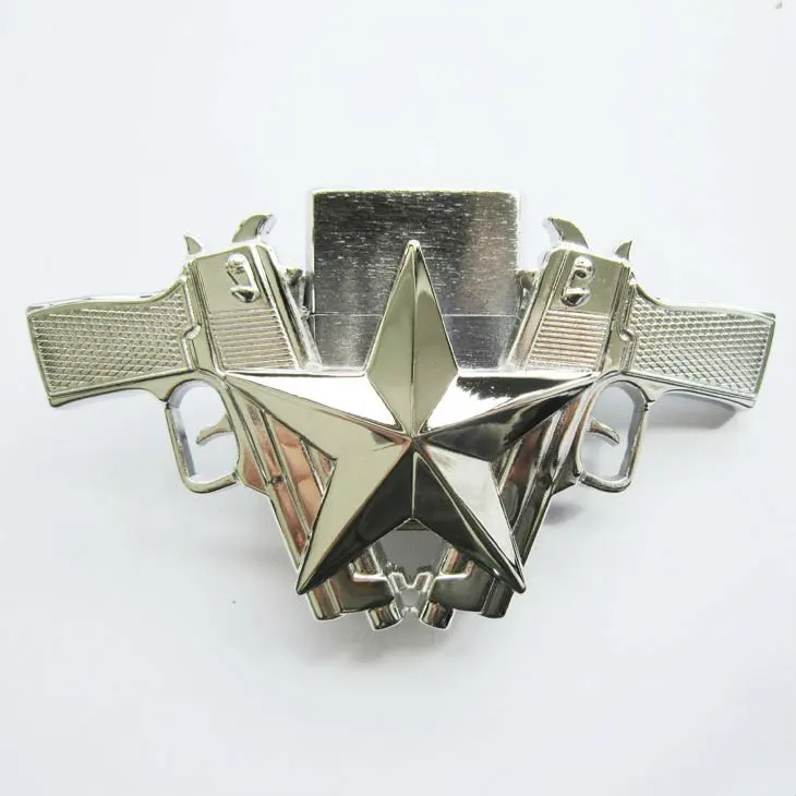 New Bright Silver Guns Star Lighter Belt Buckle Gurtelschnalle Boucle