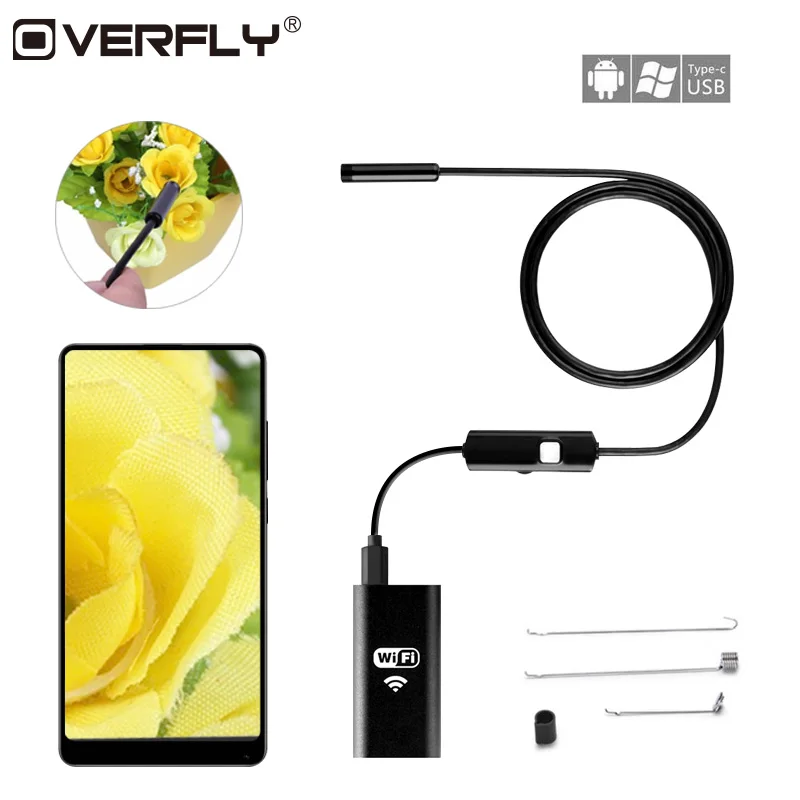 

Overfly WIFI Endoscope 30fps 8MM 8LED For IOS Android Windows MAC Borescope Waterproof Inspection Endoscope Mini Camcorders