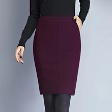 Осень-зима, деловая Женская юбка-карандаш с высокой талией, фиолетовая, черная, шерстяная, осенняя, женская, Xxl, облегающая шерстяная юбка