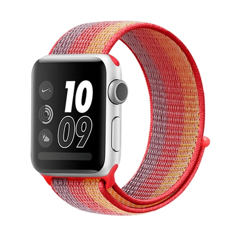 40 мм 44 мм 38 мм 42 мм ремешок для apple watch series 4 полоса тканый нейлоновый ремешок Ремешок для iWatch 1 2 3 красочный узор Классическая пряжка - Цвет ремешка: Yellow Orange