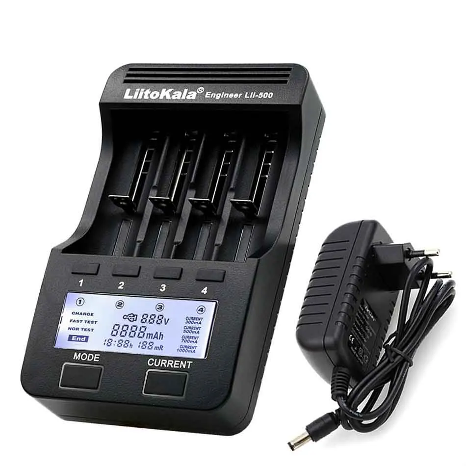 LiitoKala Lii-500S зарядное устройство 18650 зарядное устройство для 18650 26650 21700 AA AAA батареи Тест емкость батареи сенсорное управление - Цвет: Lii-500 and Adapter