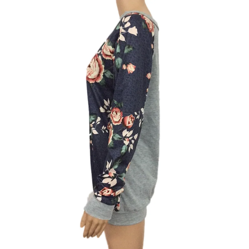 SAGACEC Блуза женская Повседневная Цветочная комбинированная рубашка с круглым вырезом блузка Толстовка с длинным рукавом Топы женские тонкие Топы рубашка Blusas
