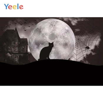 

Yeele Halloween Party Moon Castle Cobweb Cat Grunge Photography Backdrops Personalized Photographic Backgrounds For Photo Studio