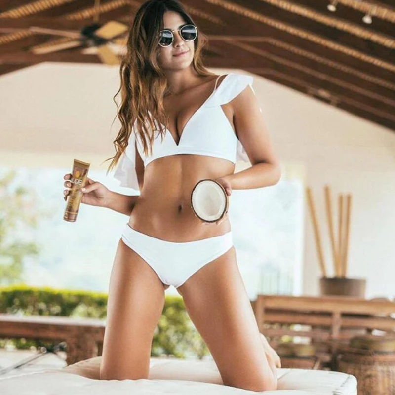 

brazilian Women Sexy Swimsuit Ruffle Bikini Set Swimming Bathing Suit Beachwear Bandage M69