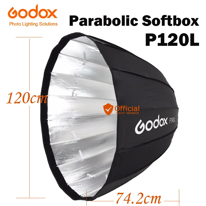 

Godox P120L 120CM Reflector Parabolic SoftBox Cloak Box for Bowens Mount Studio Outdoor Shooting Flash High Saturation Light