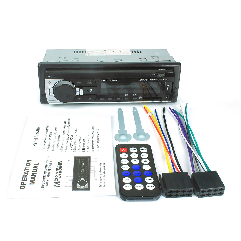 Автомагнитола JSD520 Bluetooth 12 В FM Aux вход поддержка Mp3/MP4 USB MMC WMA AUX TF радио плеер 1