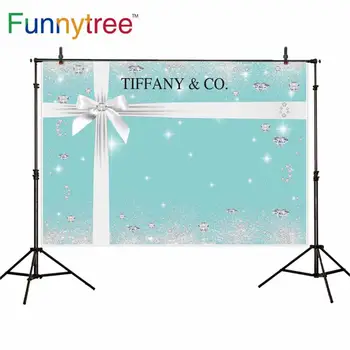 

Funnytree photo backdrop tiffany blue luxurious birthday party gem children background bride baptism photophone photo studio