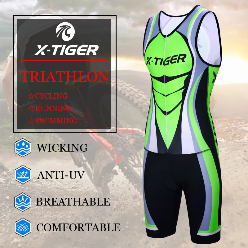 X-Tiger велосипед для триатлона Ropa De Ciclismo Maillot верхняя одежда эластичная компрессионная губка подкладка без рукавов Велоспорт Джерси